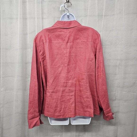 Jones New York Pink Linen Blouse Pintuck Boho Shacket 20W - Picture 8 of 13